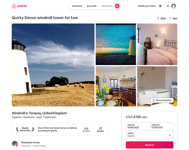 Windmill Airbnb listing thumbnail